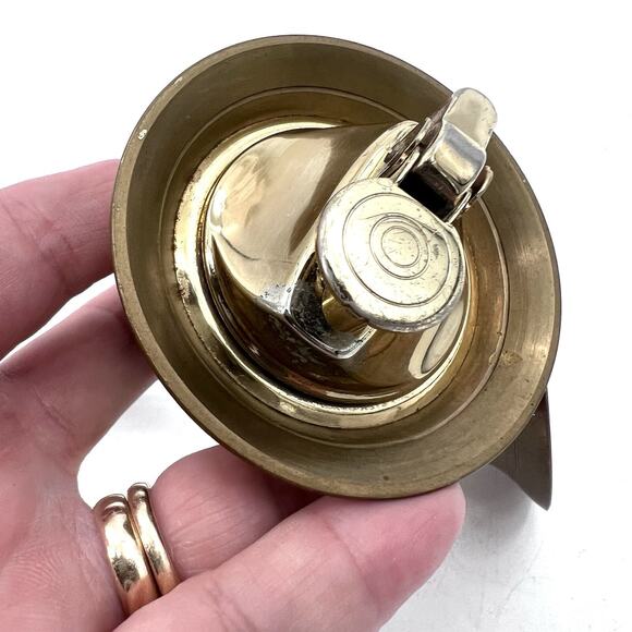 Unique & Rare Vintage Brass Dinner Bell Lighter with Quill Feather Handle - Picture 2 of 5